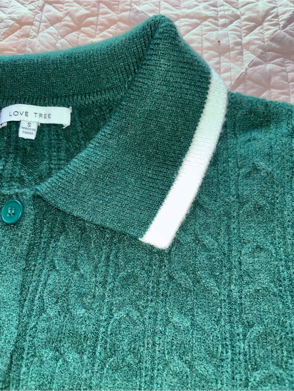 Love Tree Soft Green Polo Cardigan Sweater Sz S - Picture 3 of 5